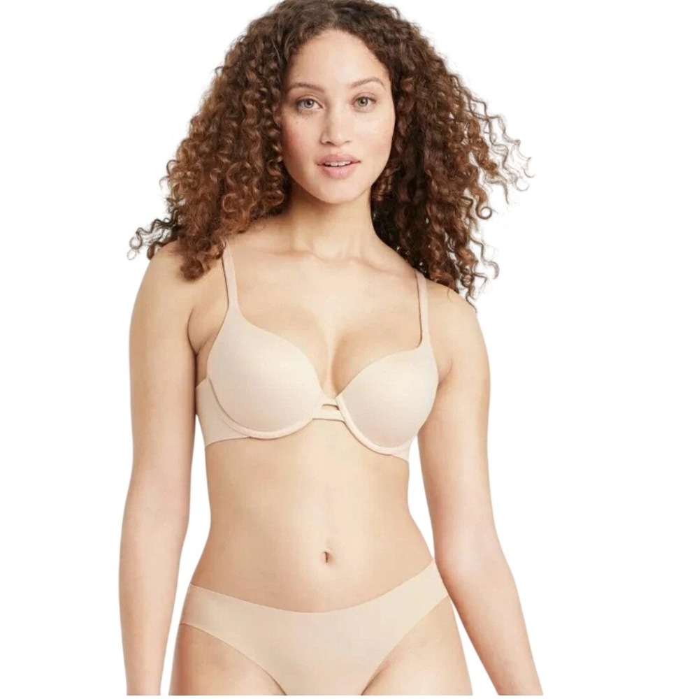 Auden Women's Beige Adjustable Light Lift Plunge Underwire Bra Size 36D